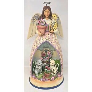 Jim Shore Heartwood Creek Garden Abt 20" Angel W Cats 2007 #4011483 *NOTE J5